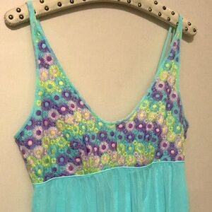 French Maid Vintage Embroidered Floral Top Maxi Dress or Nightdress